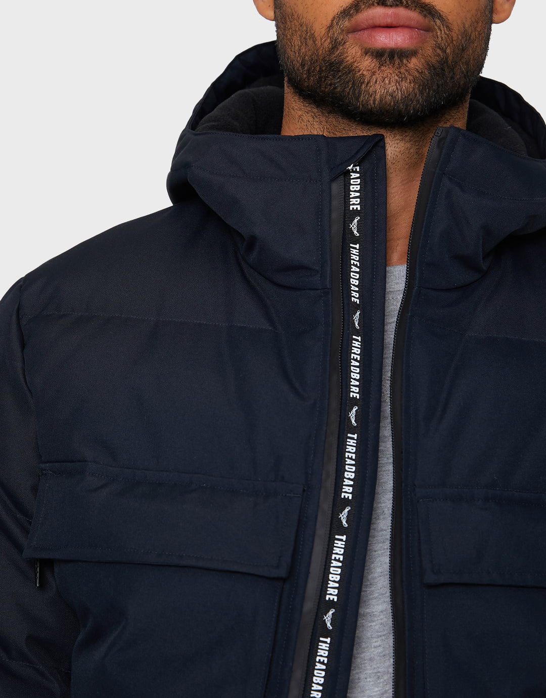 Navy Hooded Utility Coat