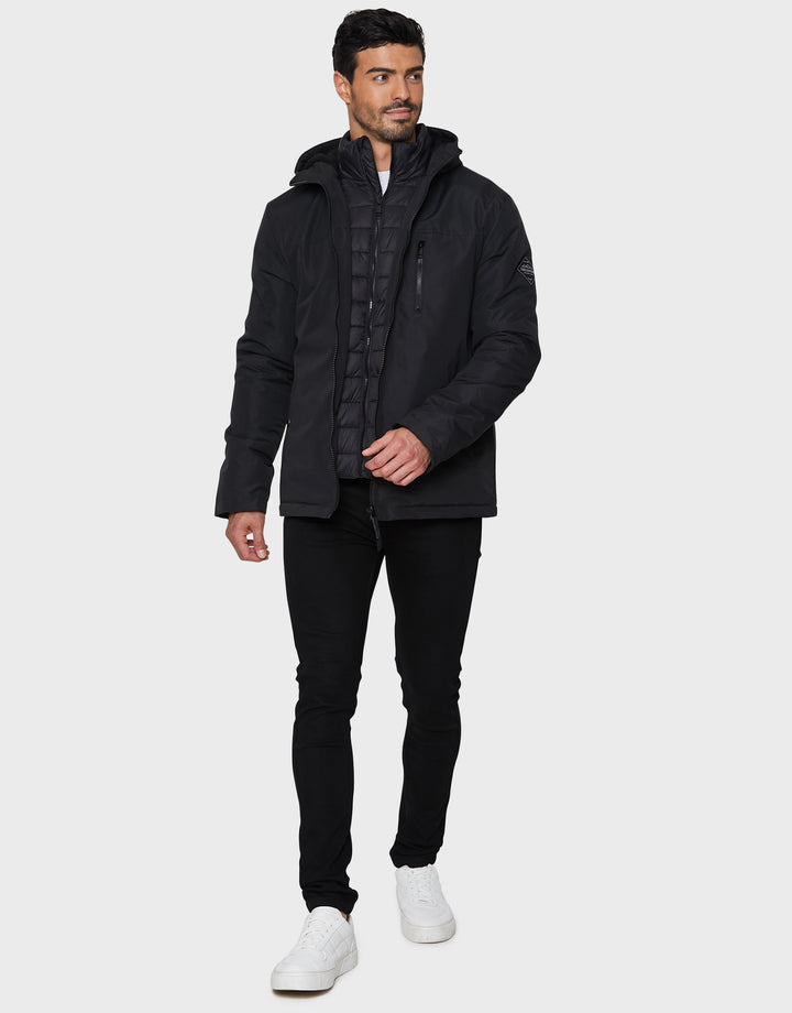 Black Mock Layer Coat