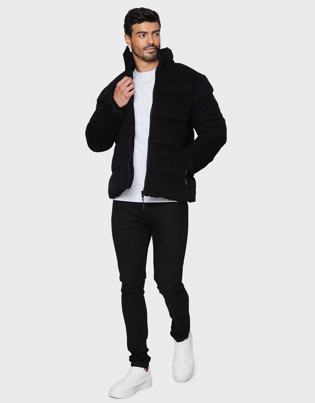 Black Cord Puffer Jacket