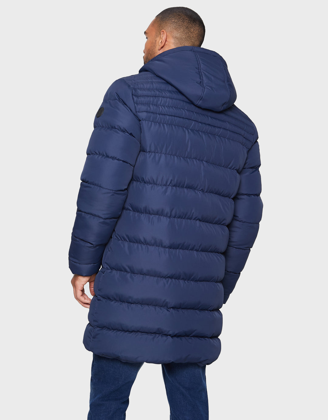 Navy Hooded Longline Puffer Jacket