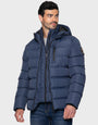 Navy Double Layer Hooded Puffer Jacket