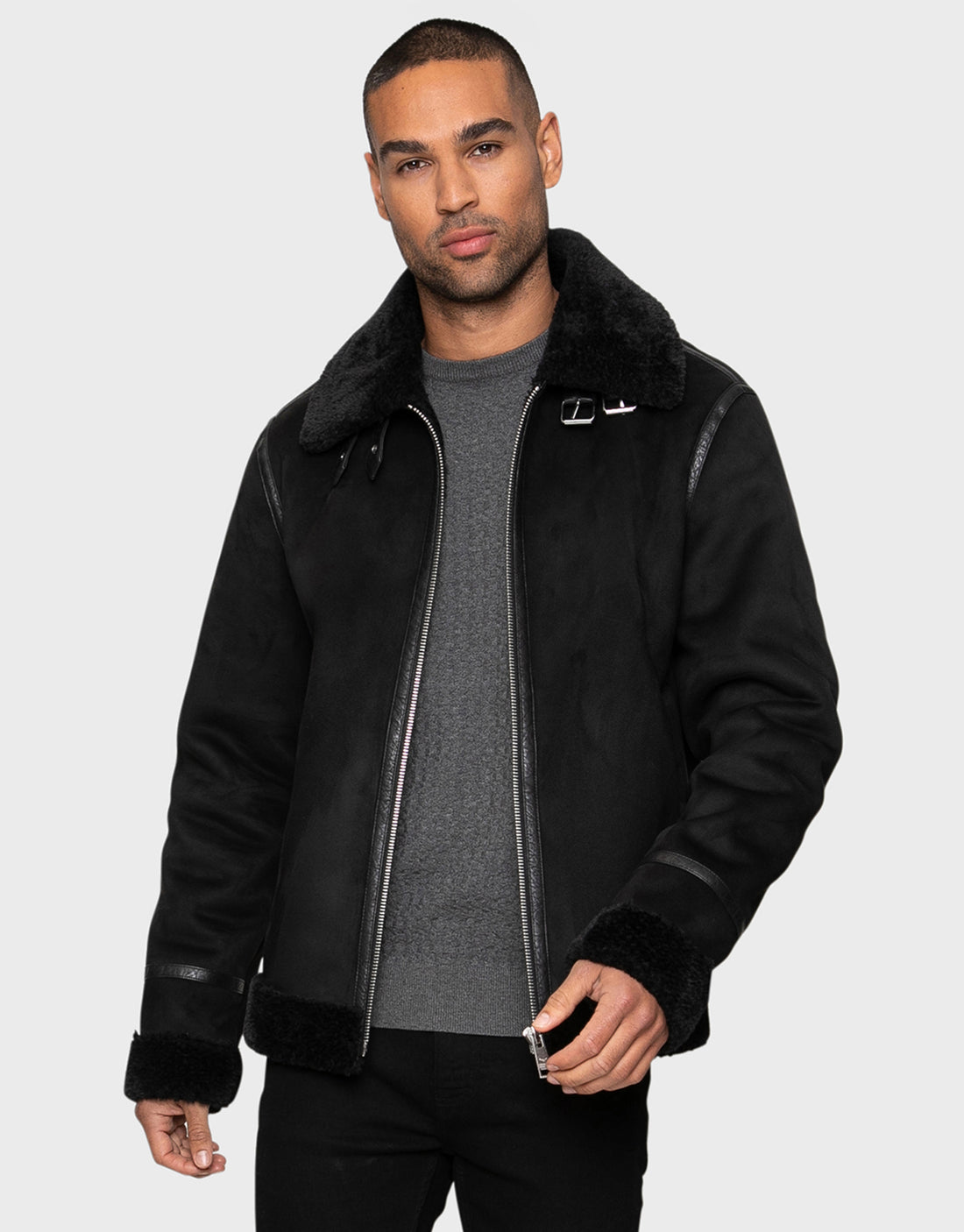 Mens black faux outlet suede jacket