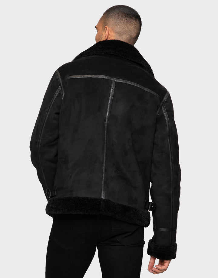 Black Faux Suede Biker Jacket