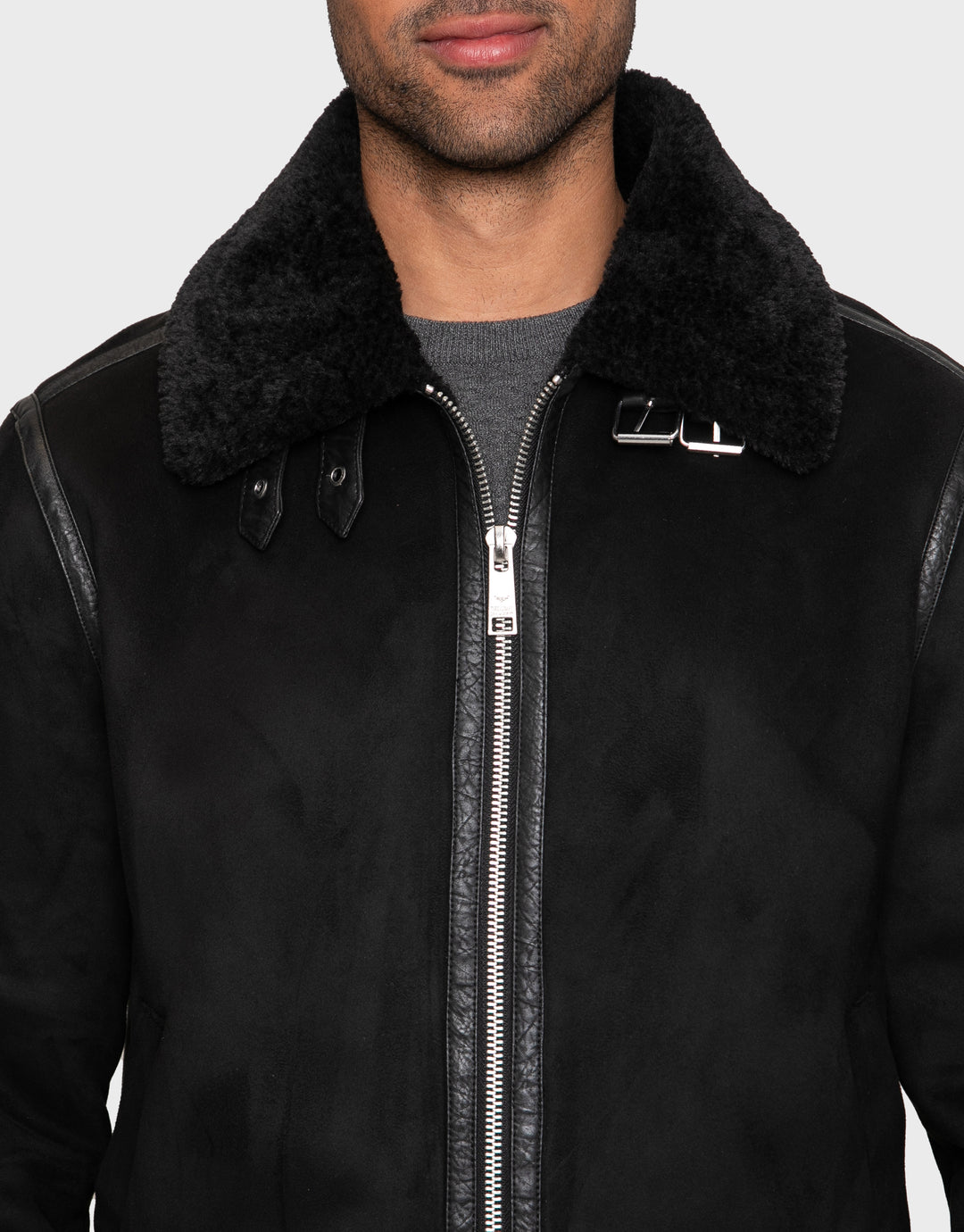 Black Faux Suede Biker Jacket