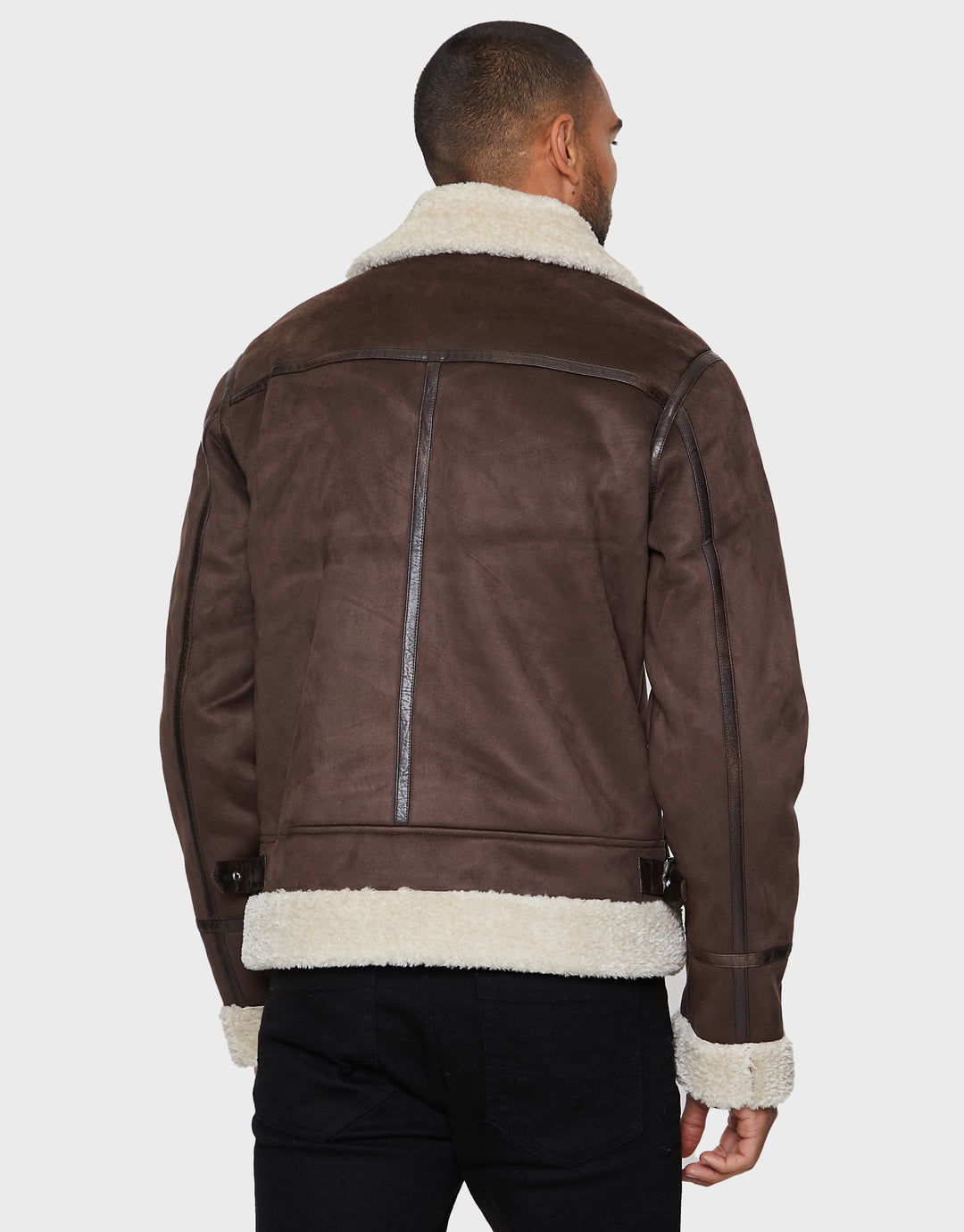 Chocolate Brown Faux Suede Biker Jacket