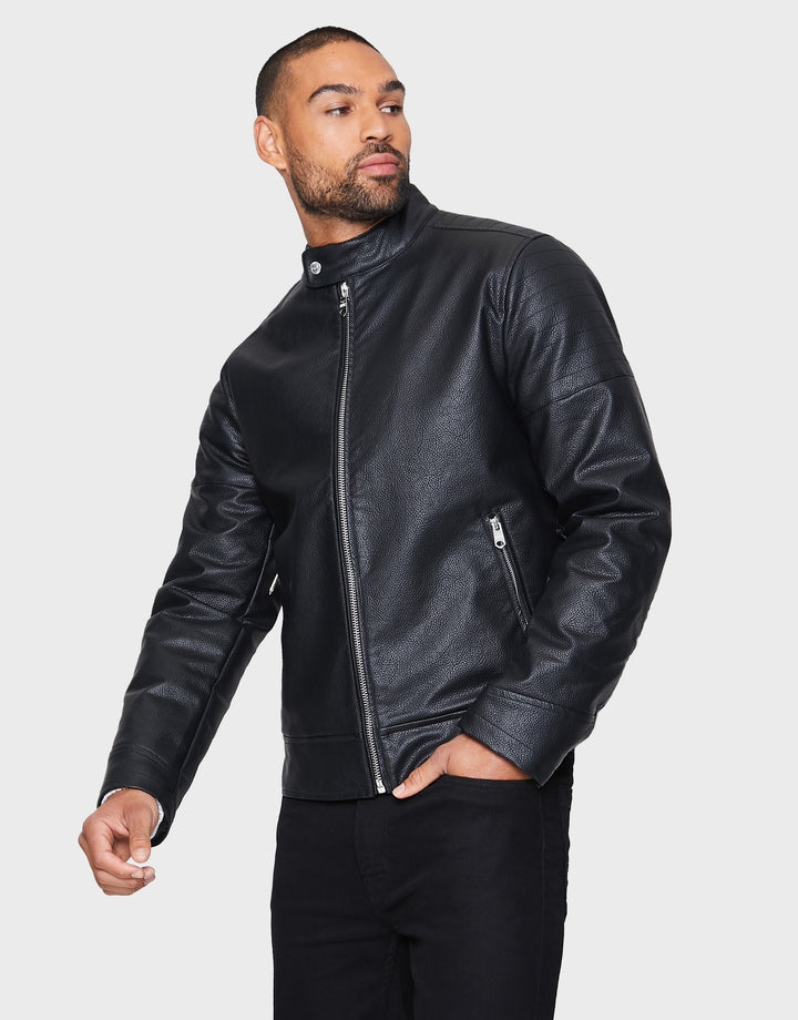Black PU Biker Jacket