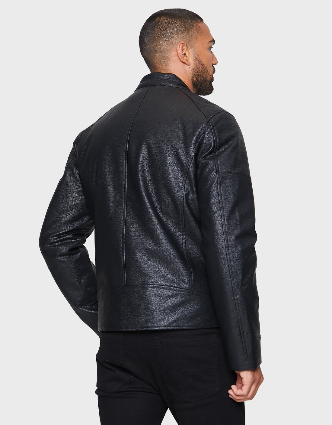 Men's Black PU Biker Jacket – Threadbare