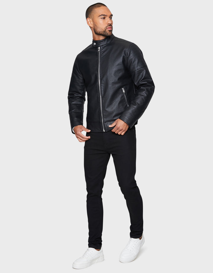 Black PU Biker Jacket
