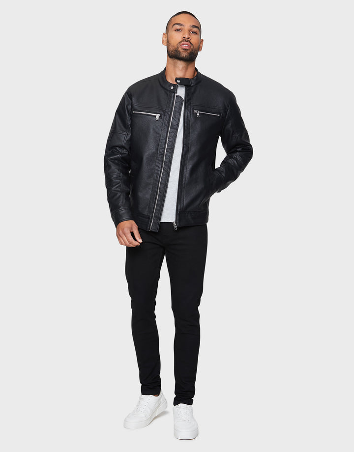 Black PU Biker Jacket
