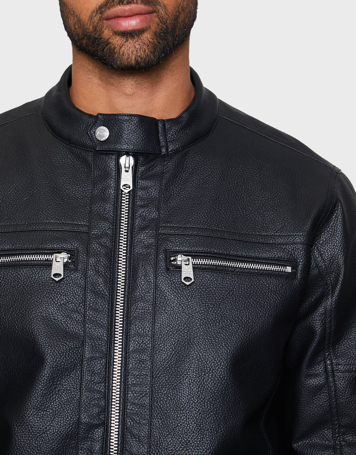 Black PU Biker Jacket