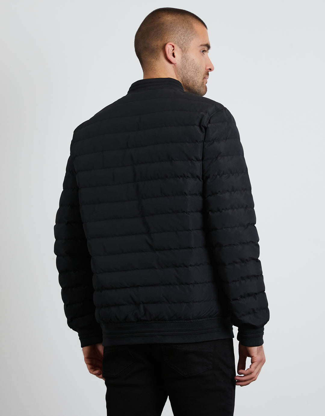 Black Padded Bomber Jacket