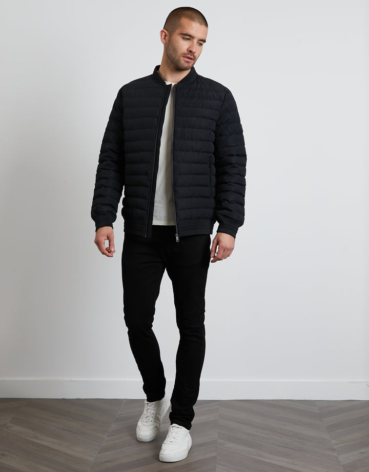 Black Padded Bomber Jacket