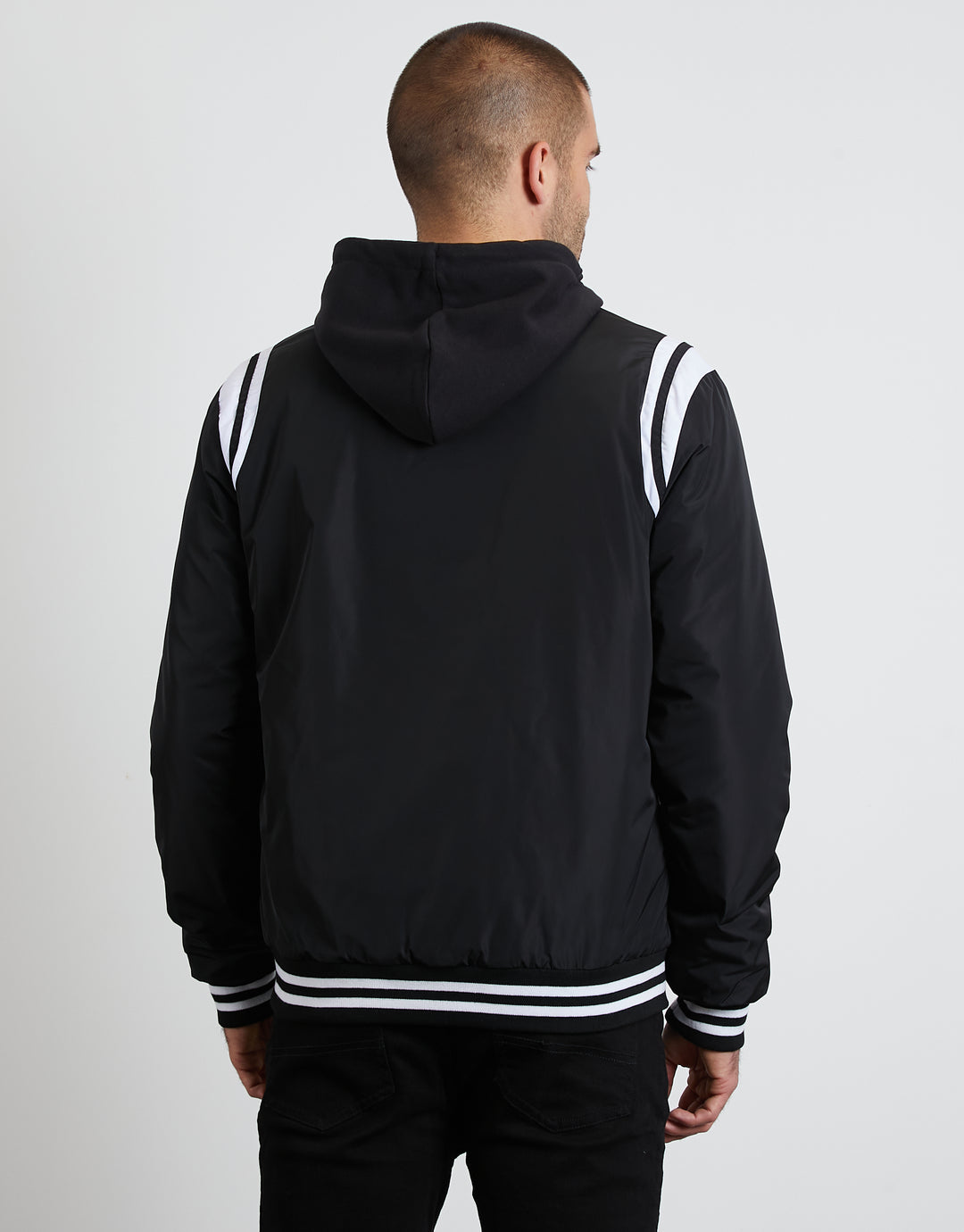 Black Varsity Style Bomber Jacket