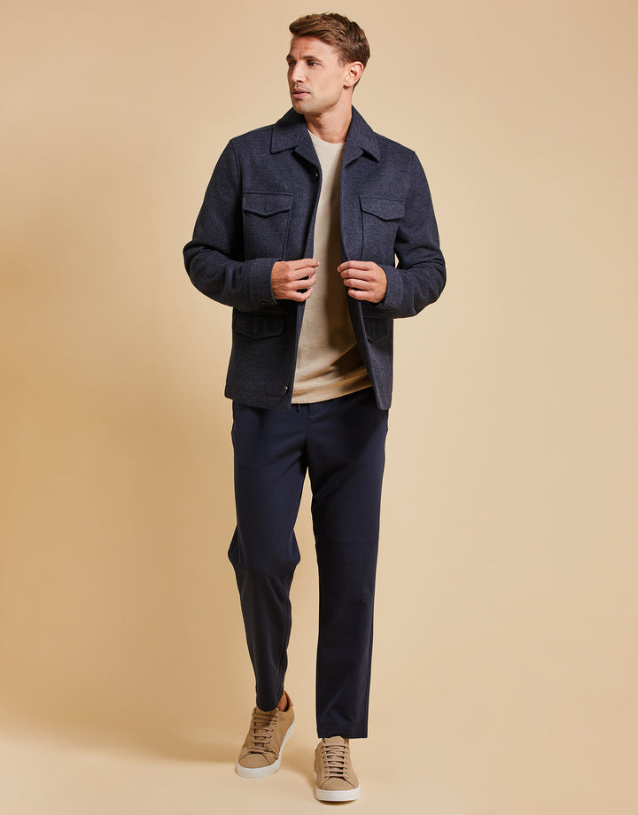 Threadbare Luxe Men's Charcoal Grey Revere Collar Shacket