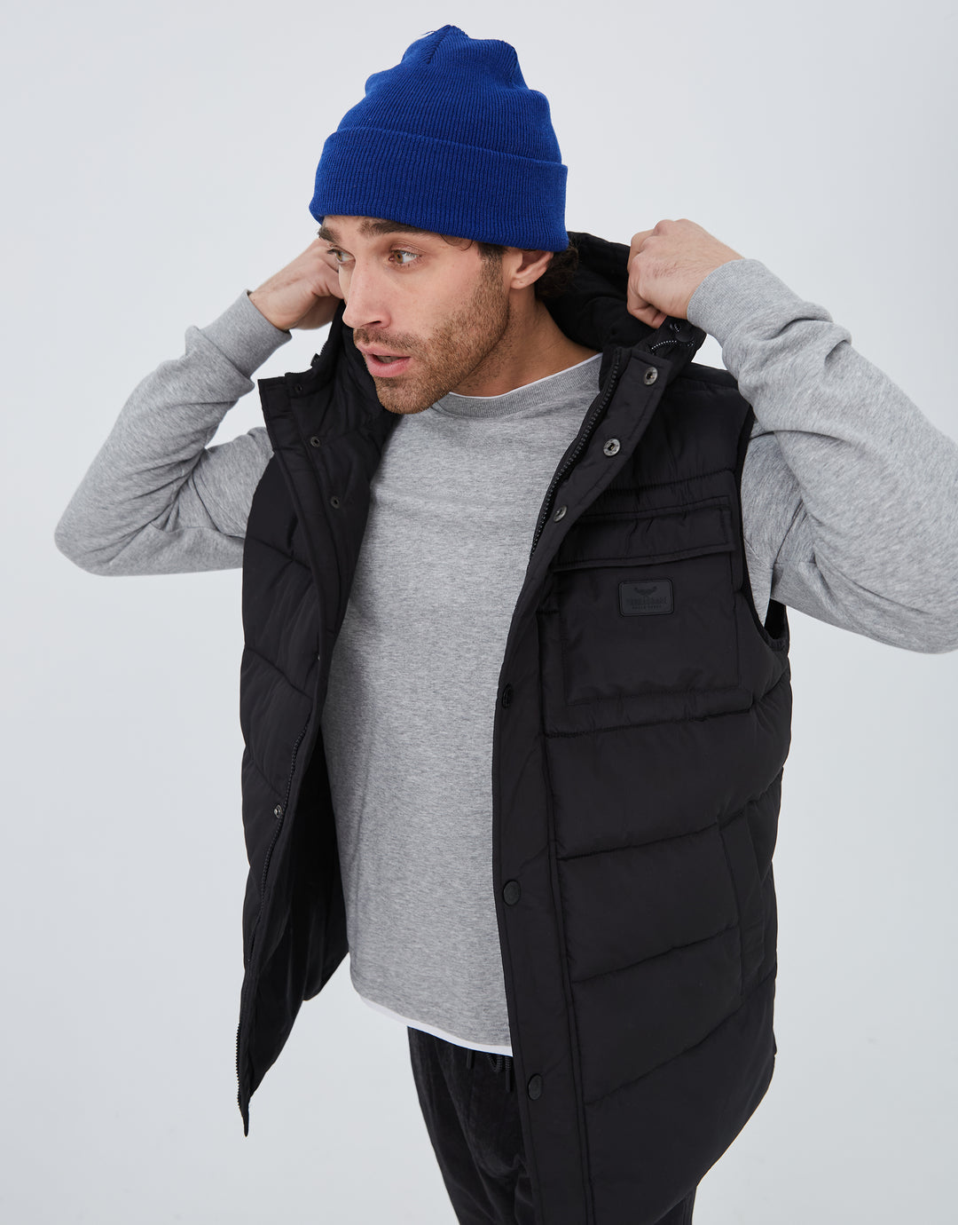 Black Hooded Padded Gilet