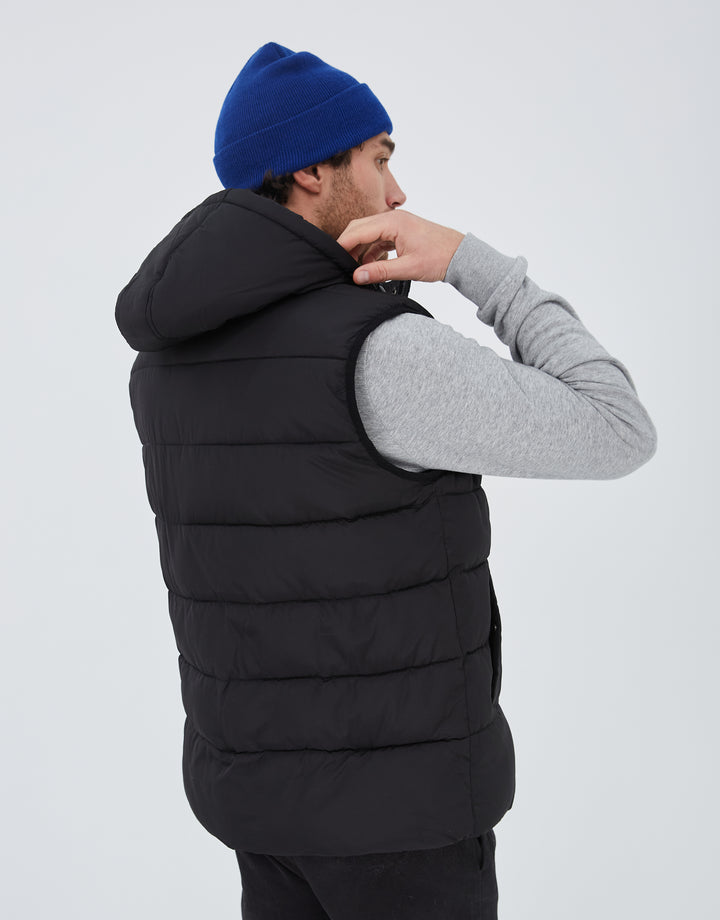 Black Hooded Padded Gilet