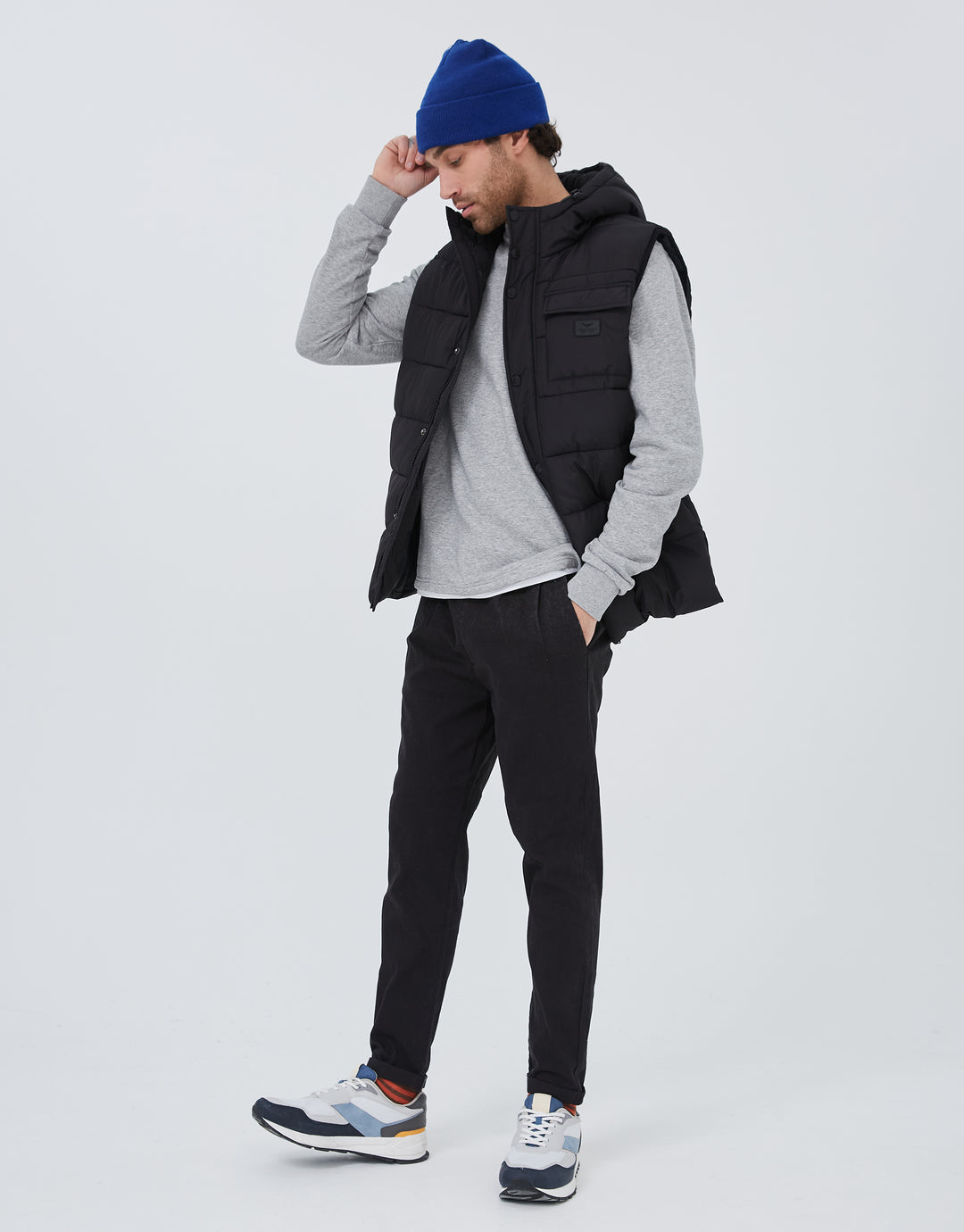 Black Hooded Padded Gilet