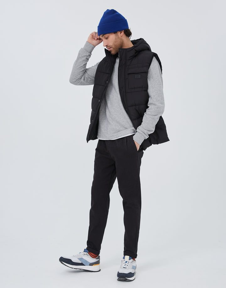 Black Hooded Padded Gilet