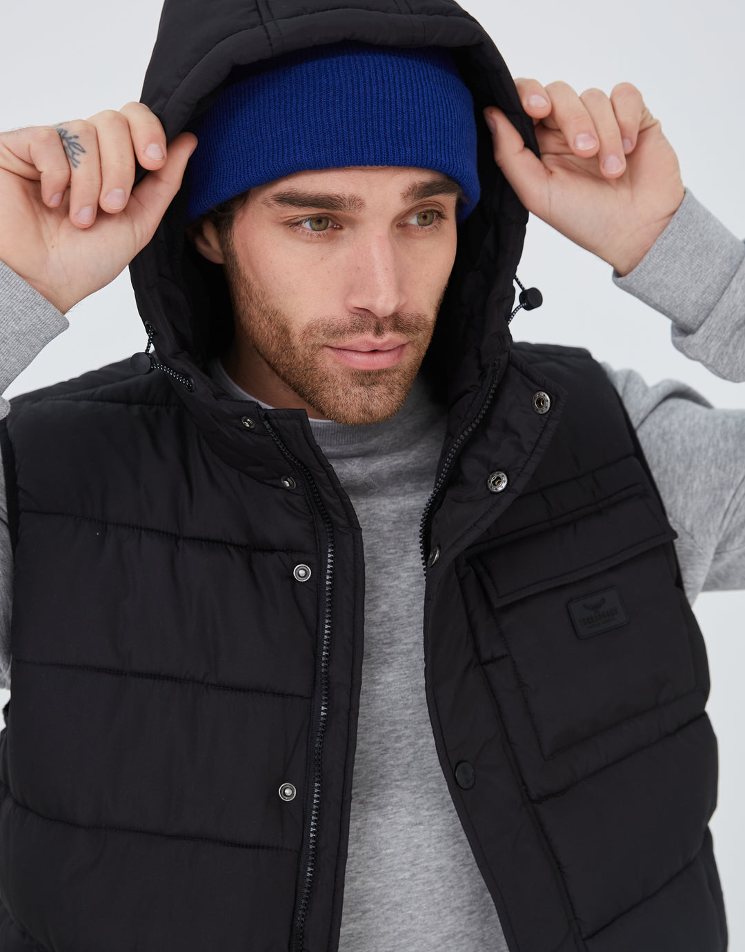 Black Hooded Padded Gilet