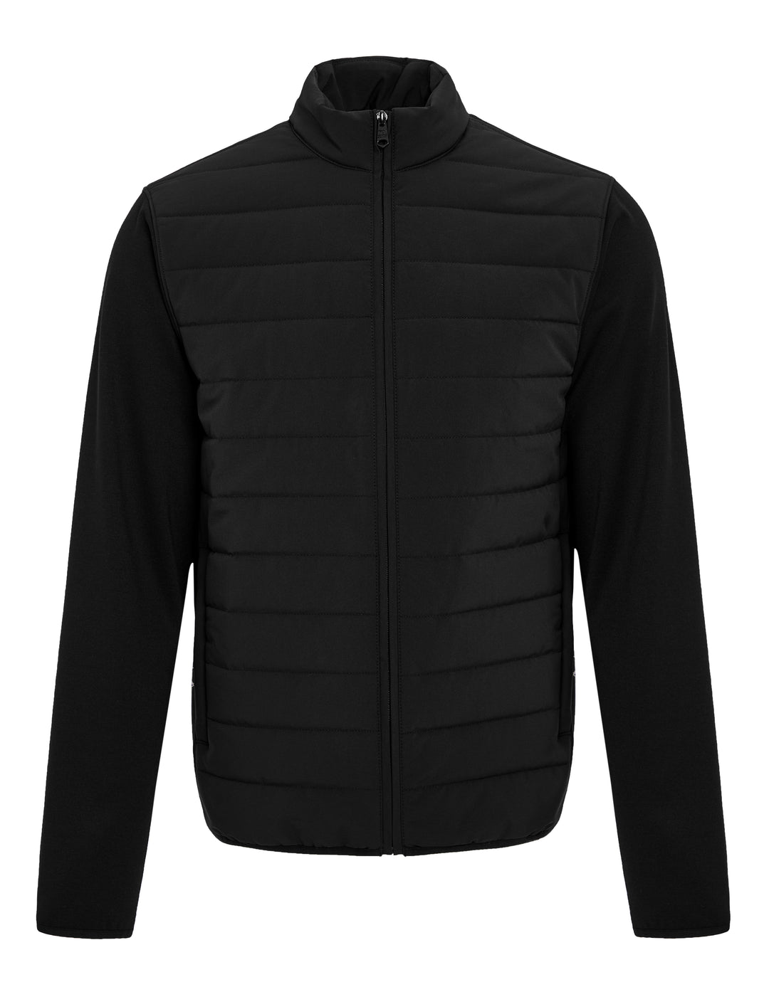 Threadbare Luxe Men's Black Quilted Hybrid Funnel Neck Jacket