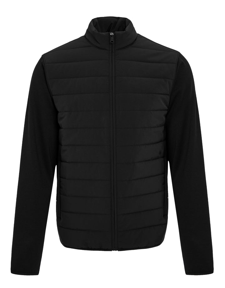 Threadbare Luxe Men's Black Quilted Hybrid Funnel Neck Jacket