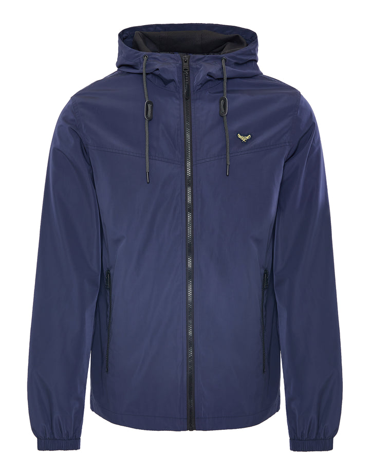 Navy Zip Up Hooded Mac