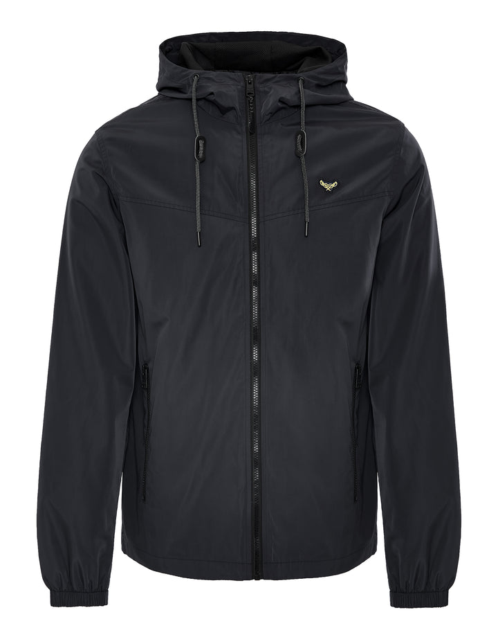 Black Zip Up Hooded Mac