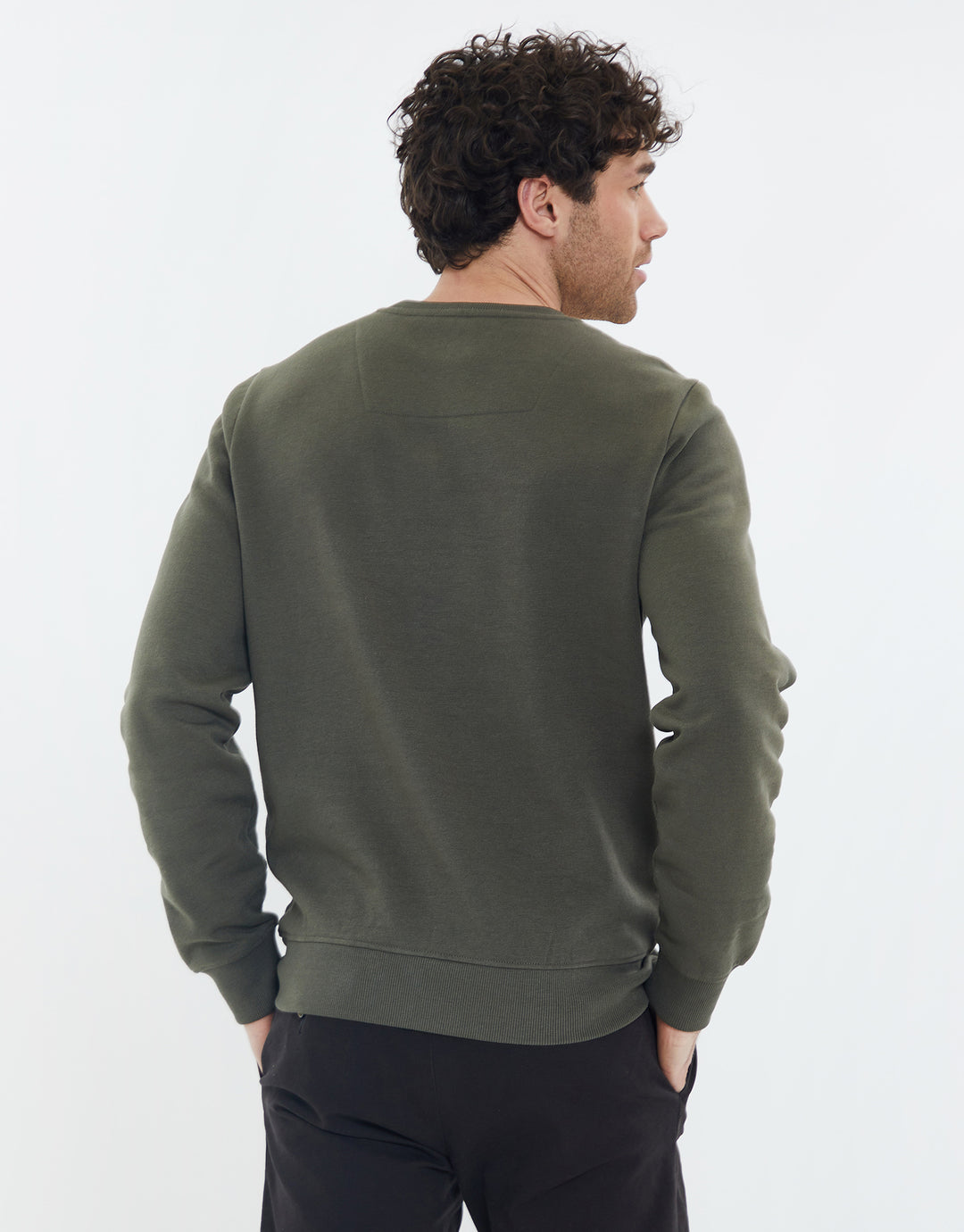 Dark Khaki Green Crew Neck Sweatshirt