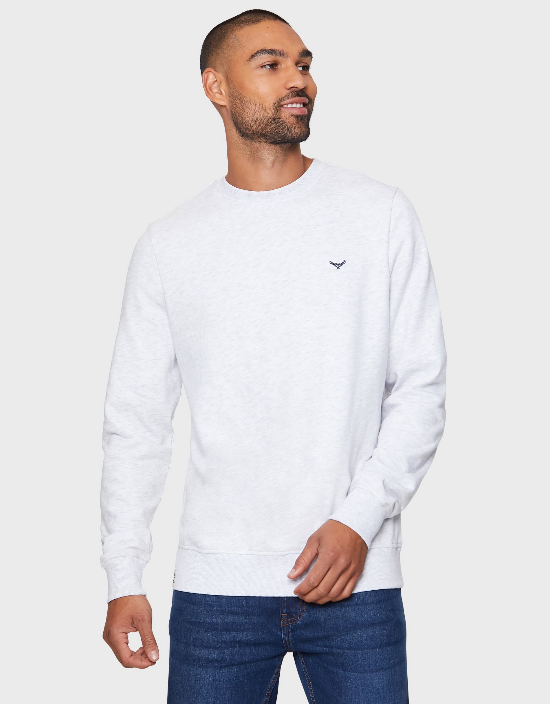 Men s Ecru Marl Crew Neck Sweatshirt Threadbare