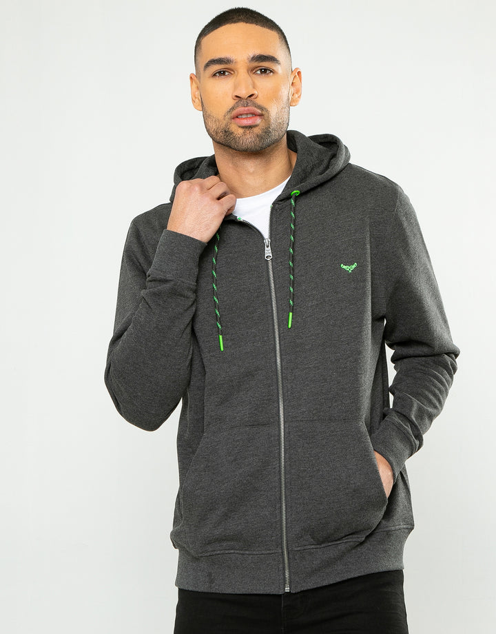 Charcoal Grey Marl Zip-Through Hoodie