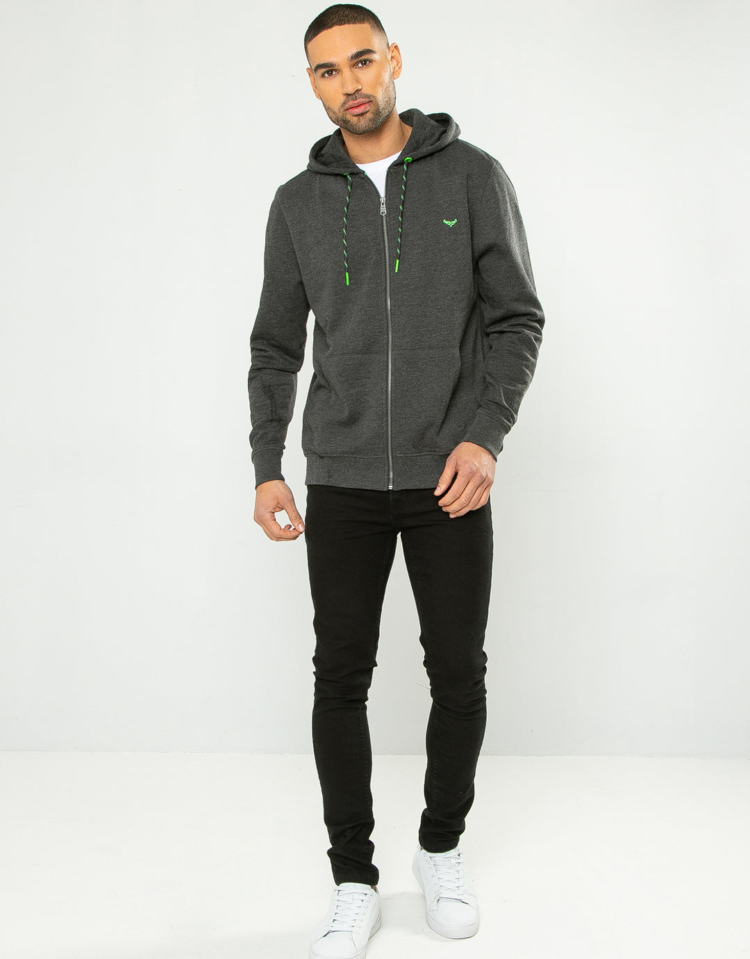 Charcoal Grey Marl Zip-Through Hoodie
