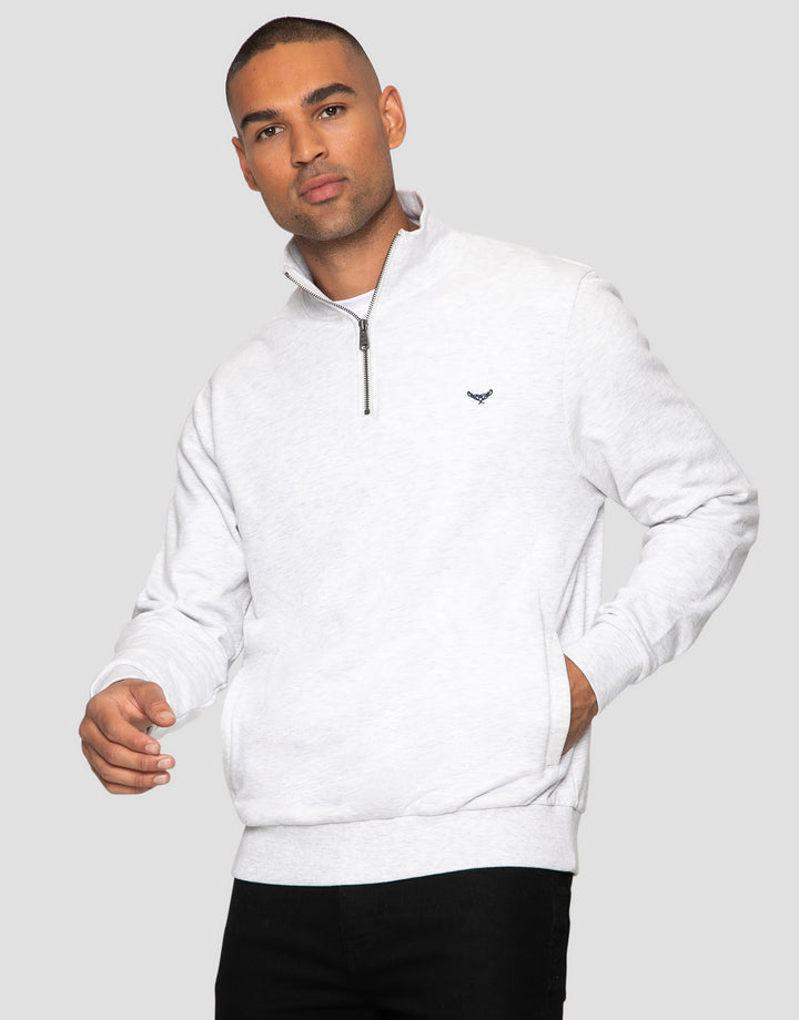Ecru Marl Quarter Zip Sweatshirt