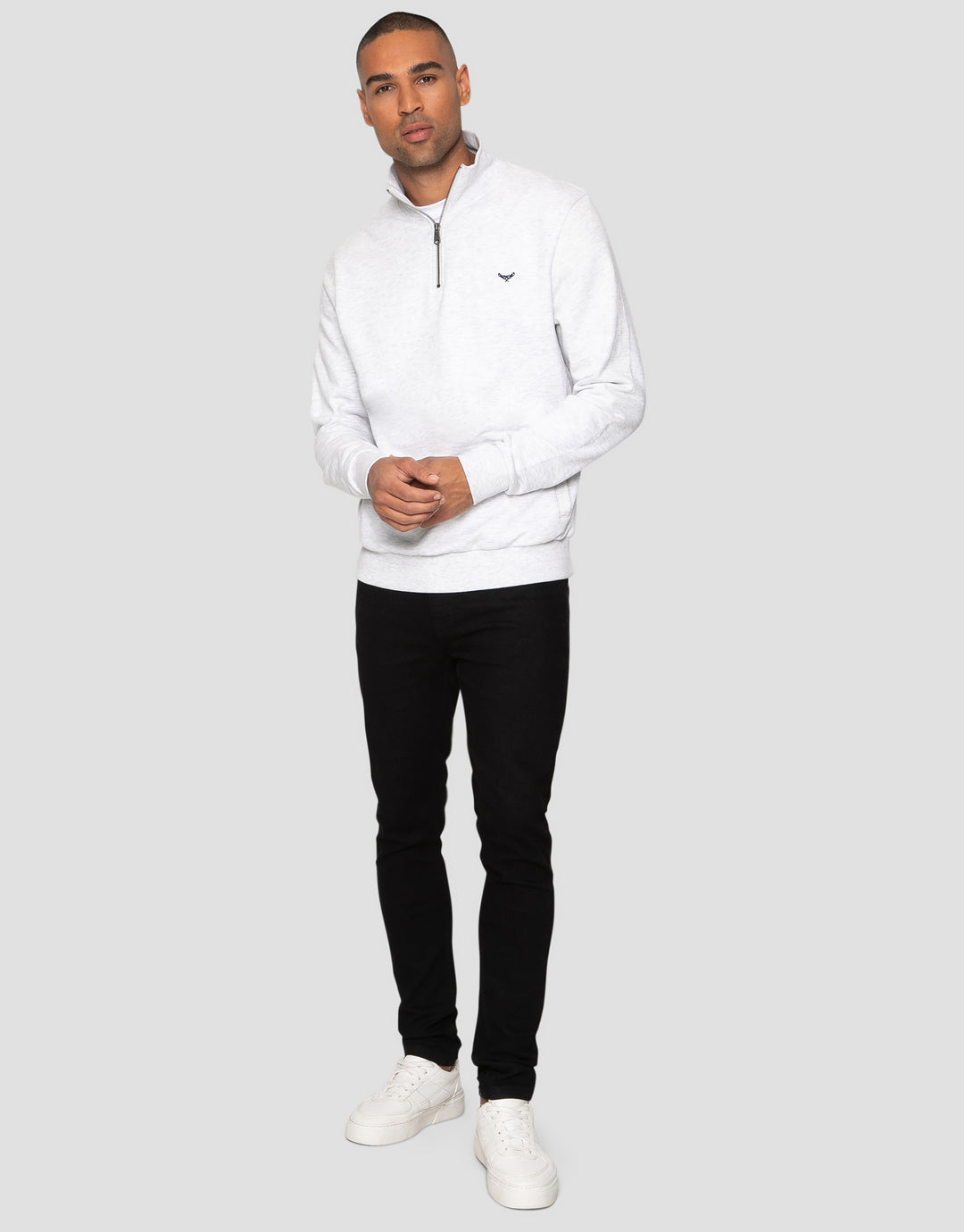 Ecru Marl Quarter Zip Sweatshirt