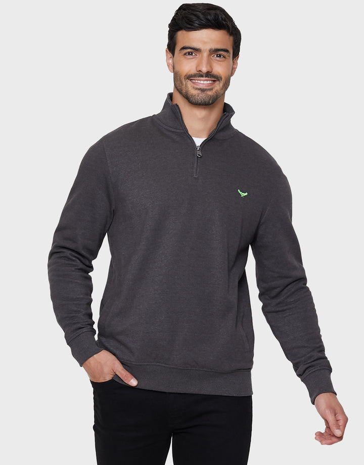 Charcoal Grey Marl Quarter Zip Sweatshirt