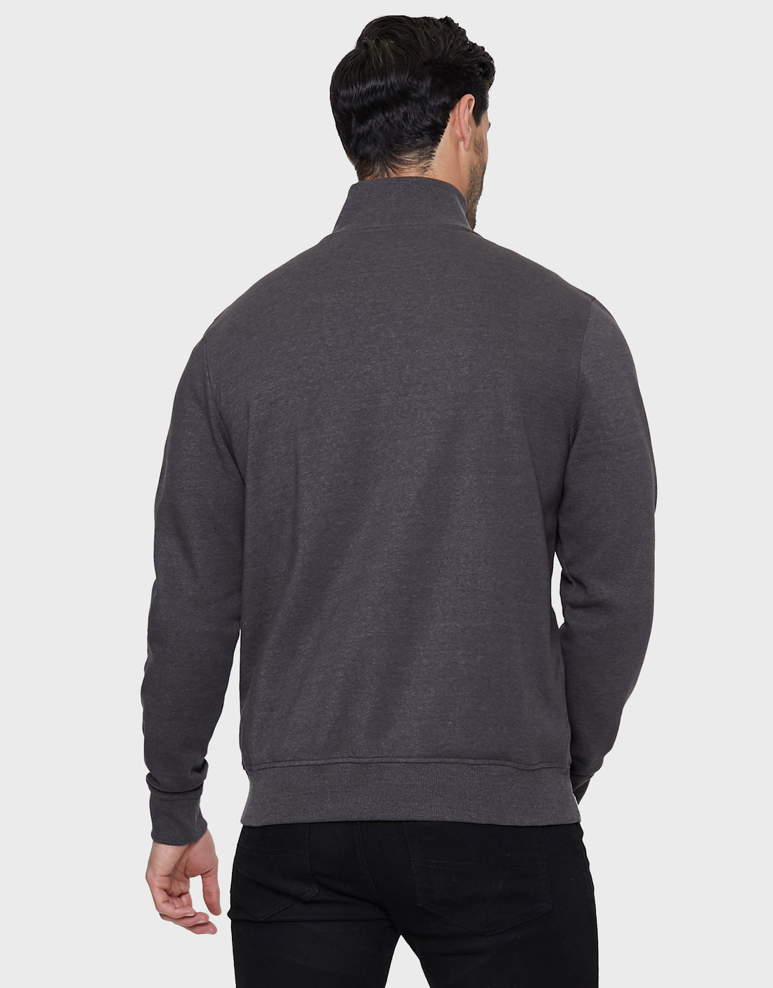 Men's Charcoal Marl Quarter Zip Knitted Sweatshirt – Threadbare