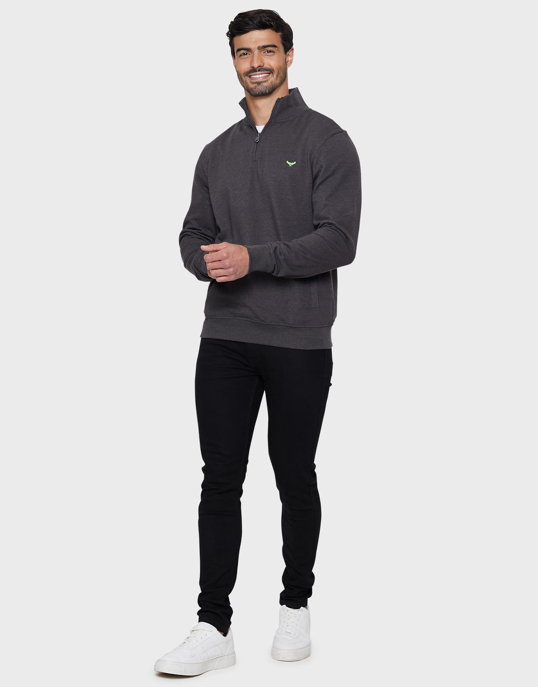 Charcoal Grey Marl Quarter Zip Sweatshirt