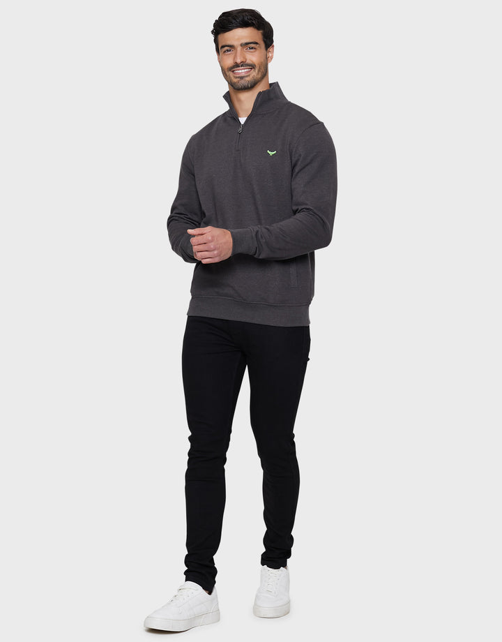Charcoal Grey Marl Quarter Zip Sweatshirt