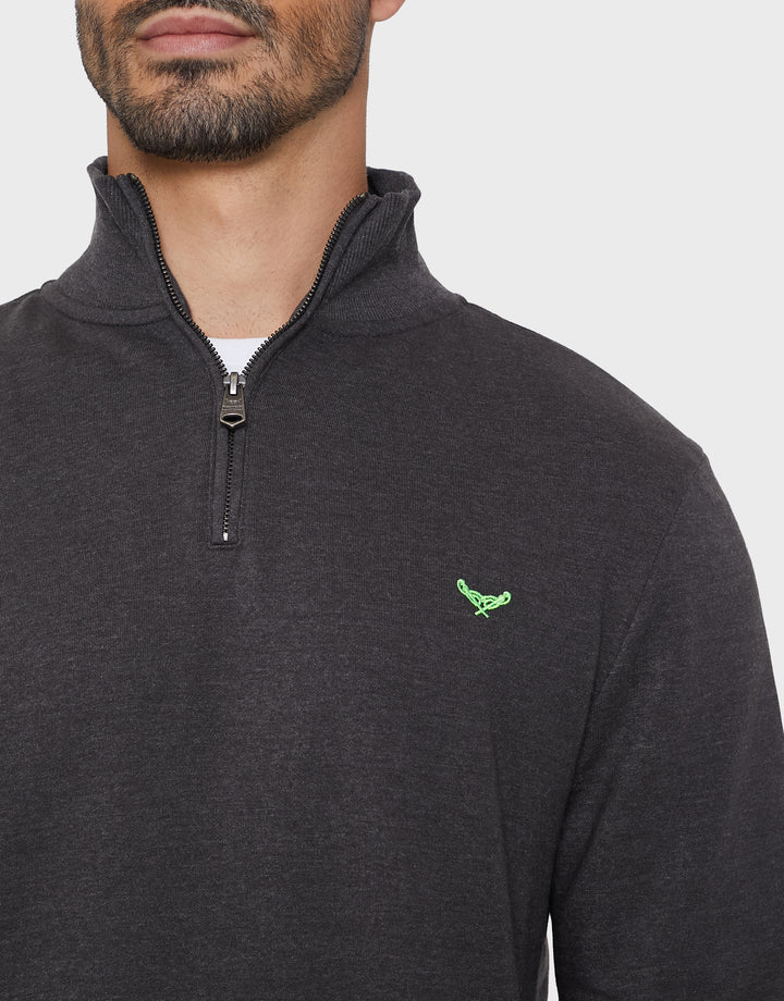 Charcoal Grey Marl Quarter Zip Sweatshirt