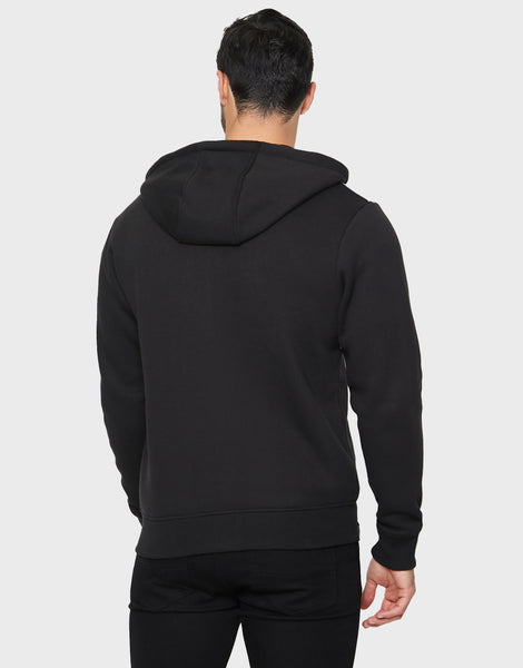 Men's Black Colourblock Zip-Through Hoodie – Threadbare