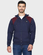 Navy Colourblock Zip-Through Hoodie