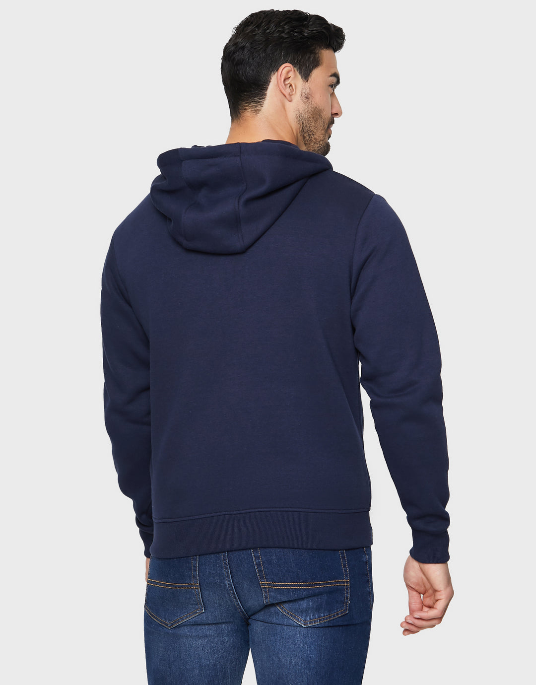Navy Colourblock Zip-Through Hoodie