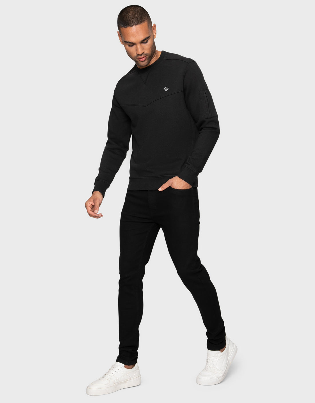 Men's Black Crew Neck Sweatshirt Threadbare