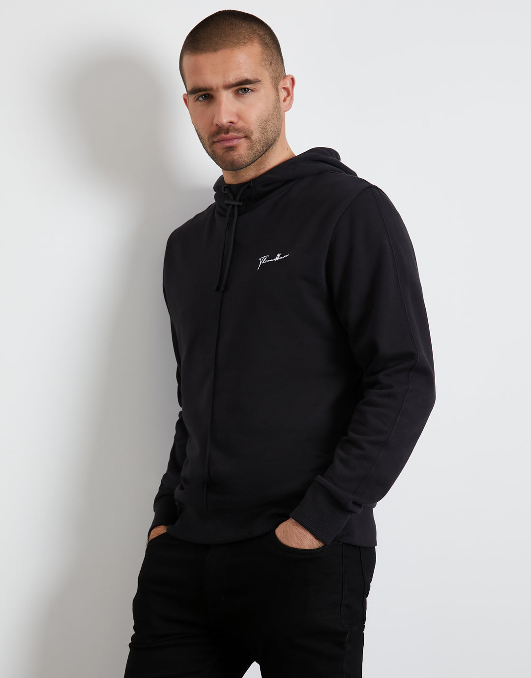 Black Script Pullover Hoodie