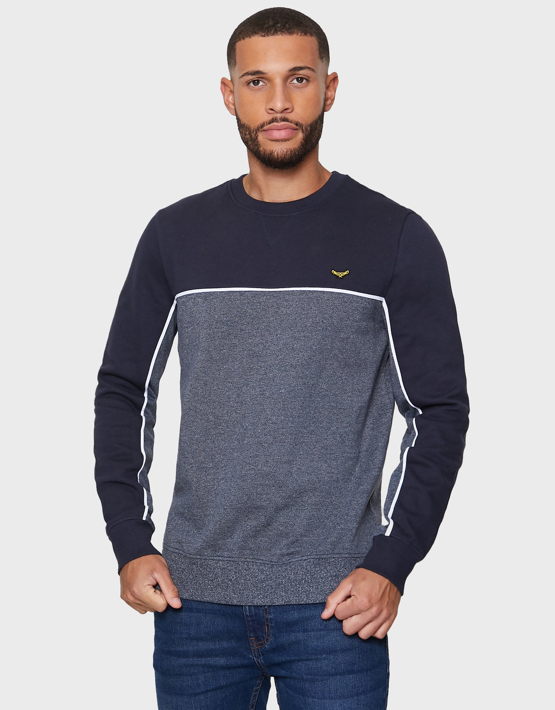 Navy Grindle Colourblock Jumper