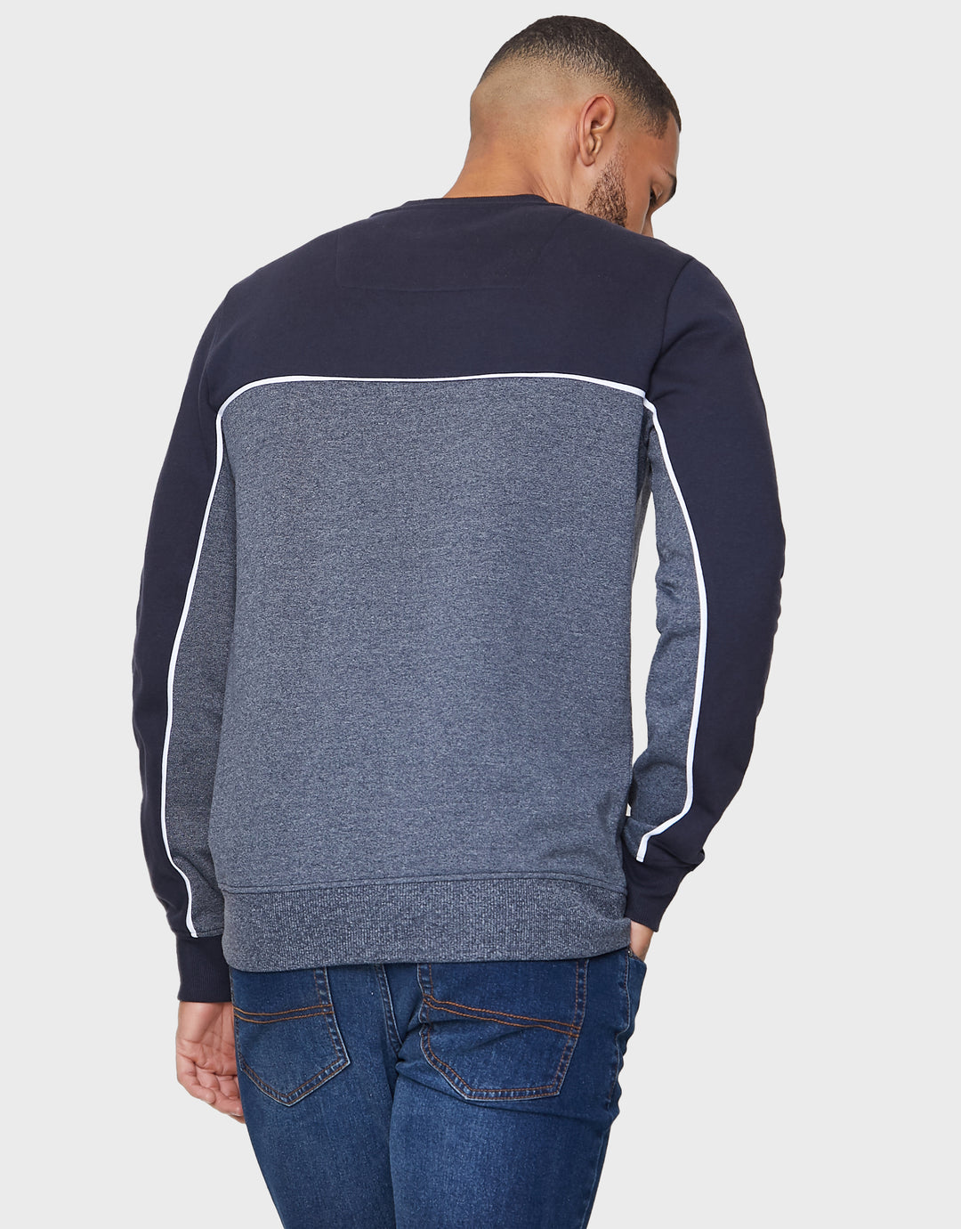 Navy Grindle Colourblock Jumper