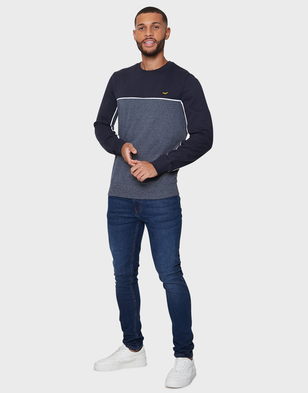Navy Grindle Colourblock Jumper