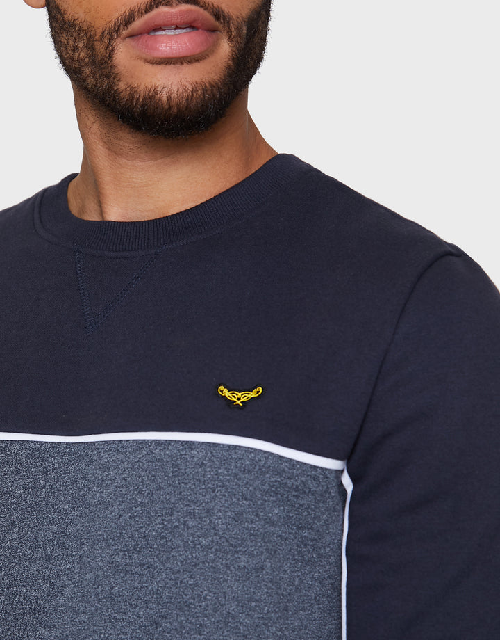 Navy Grindle Colourblock Jumper