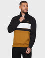 Black & Camel Colourblock Quarter Zip Jumper