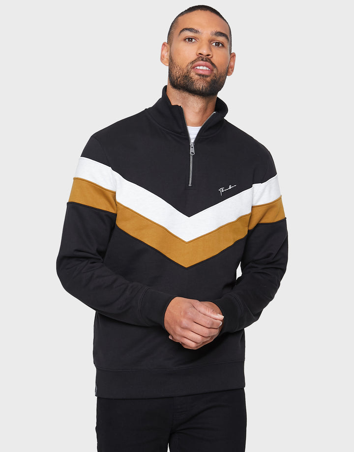Black Stripe Quarter-Zip Jumper