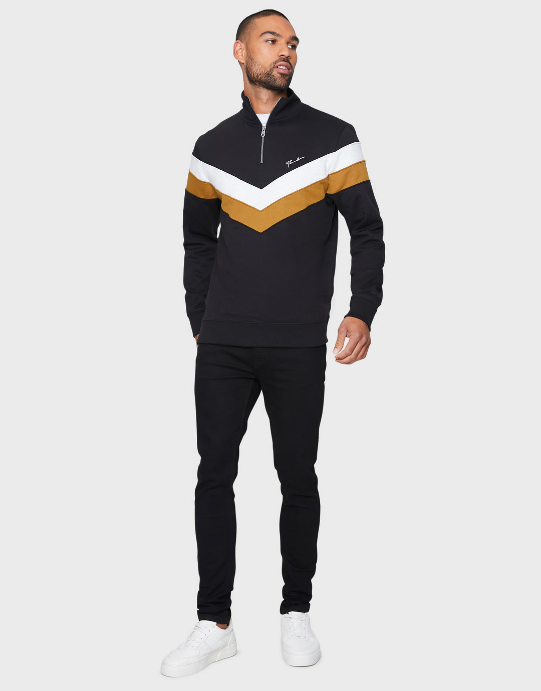 Black Stripe Quarter-Zip Jumper